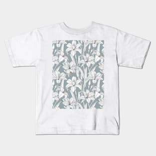 Daylilies on light blue Kids T-Shirt